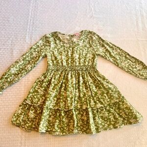Victory Heart Girls Size 6 Green Floral Tiered Dress Cottagecore